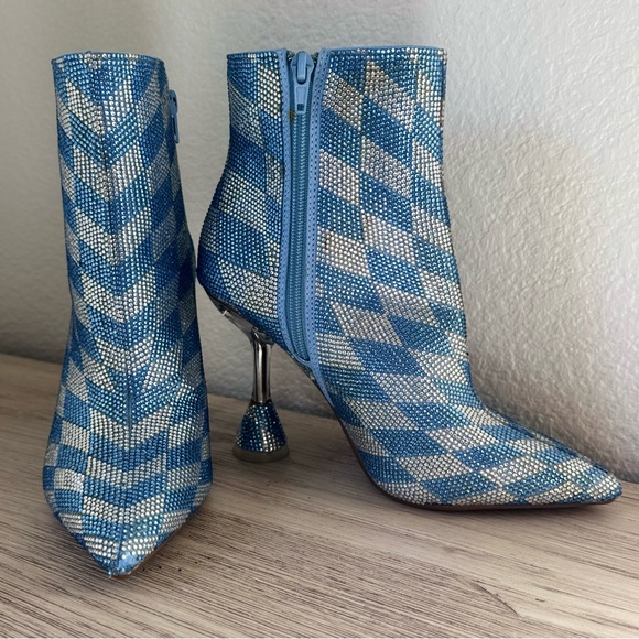 Giani Bini Elegant Blue and White Heeled Boots. Size 7 - Picture 3 of 11